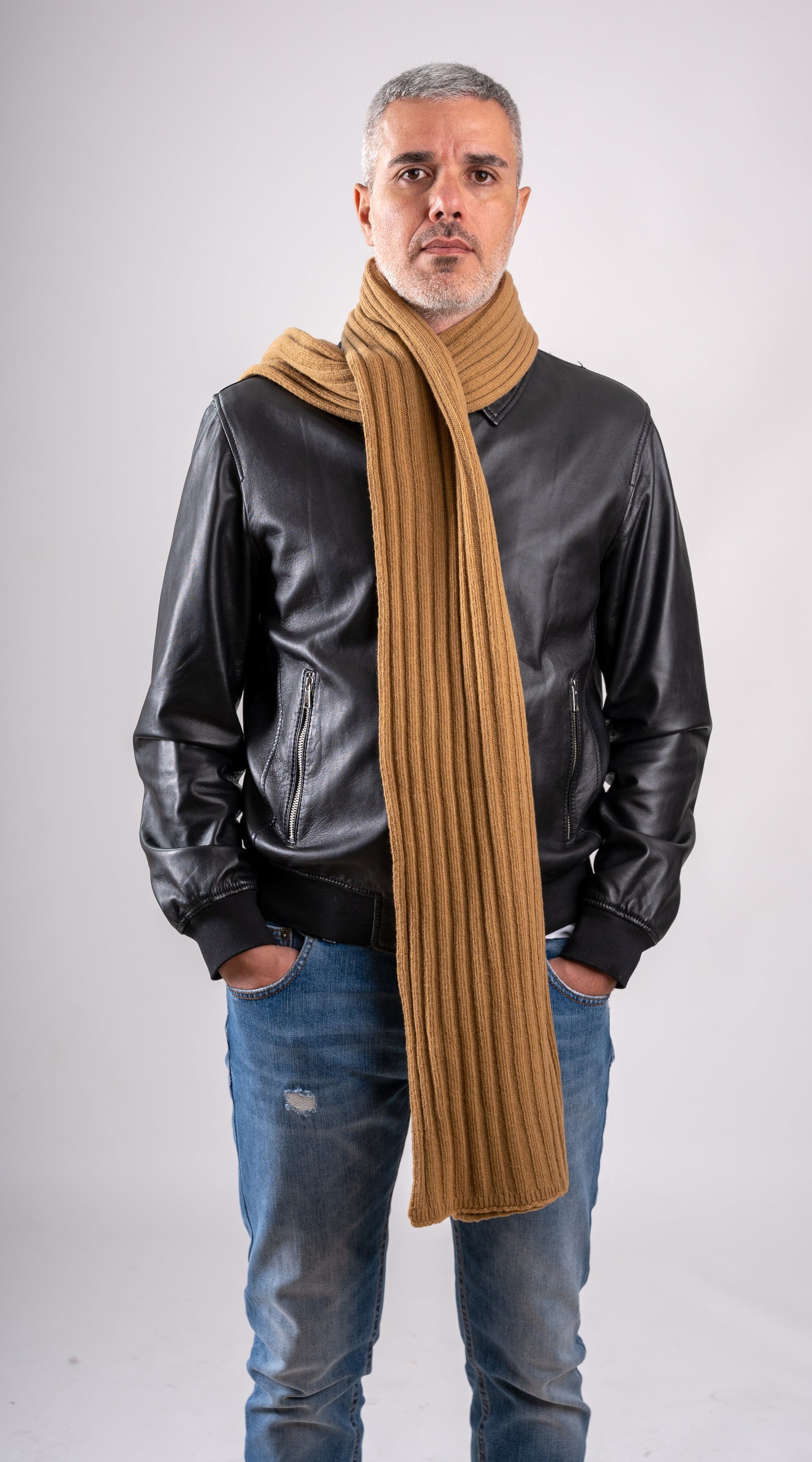 Sciarpone a coste al 100% in pura lana - Made in Italy