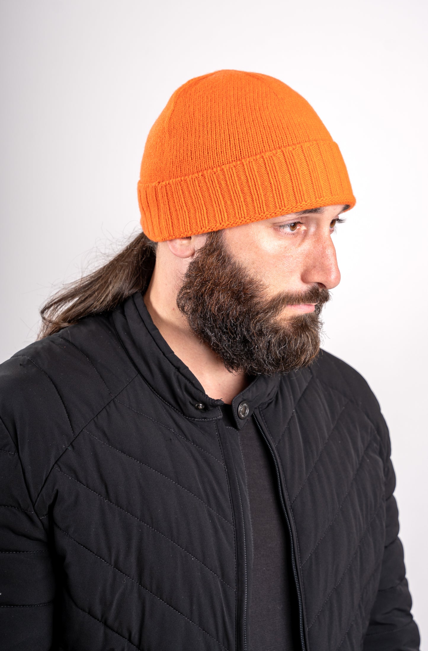 Cappello di Lana misto Cashmere  con Risvolti a Coste – Unisex - Made in Italy