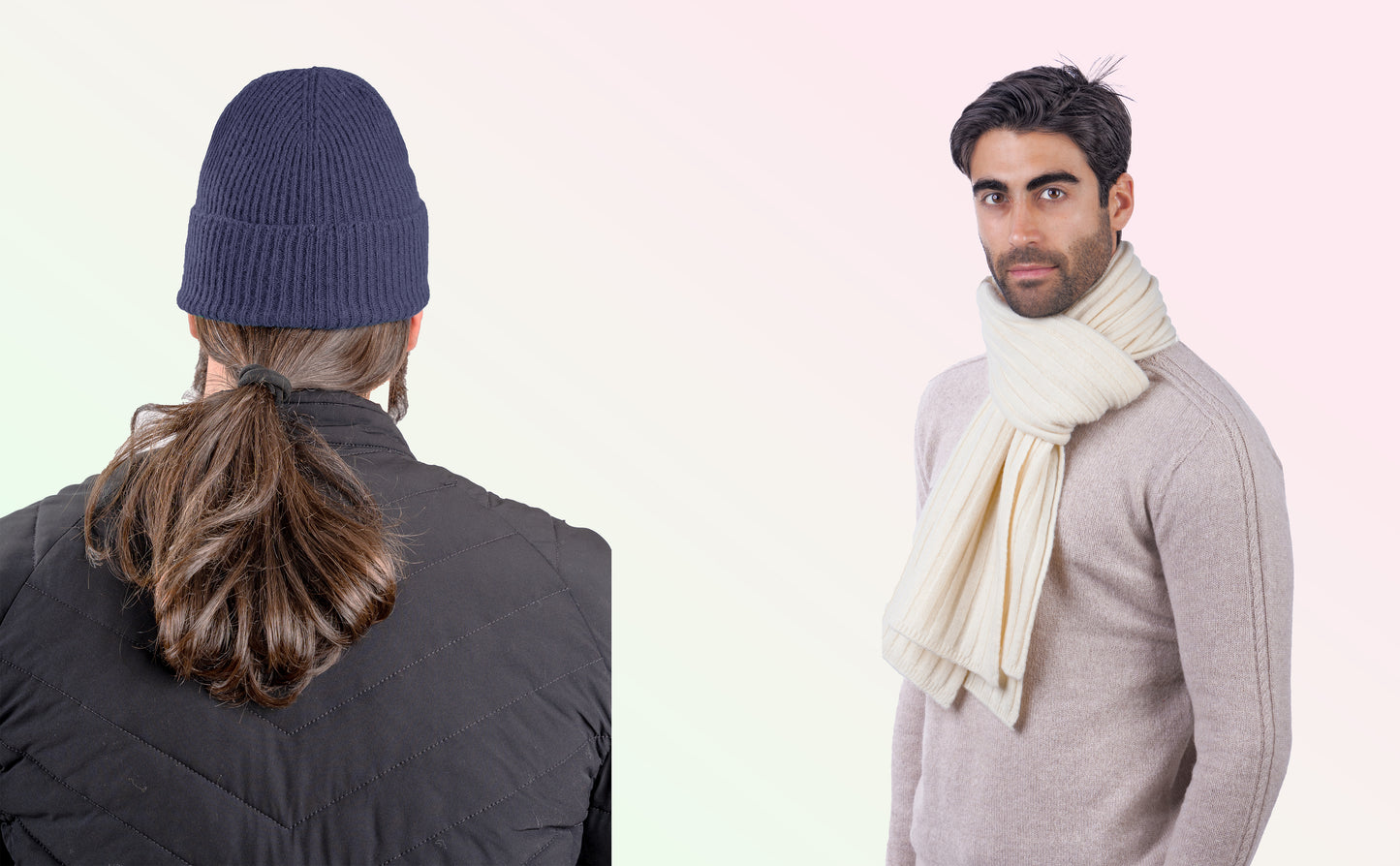 Box pura Lana: Cappello a coste 1X1 + Sciarpone a coste