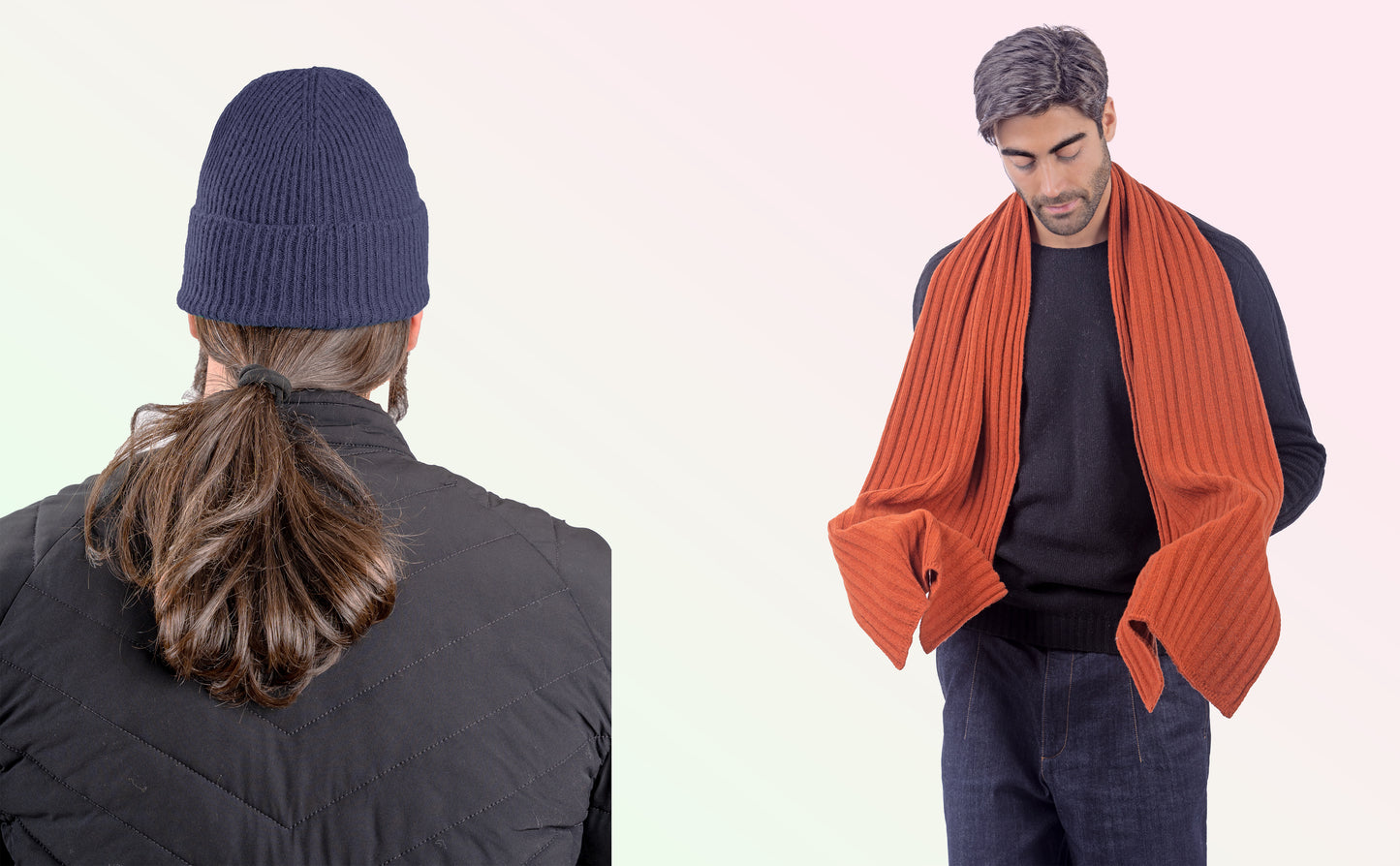 Box pura Lana: Cappello a coste 1X1 + Sciarpone a coste