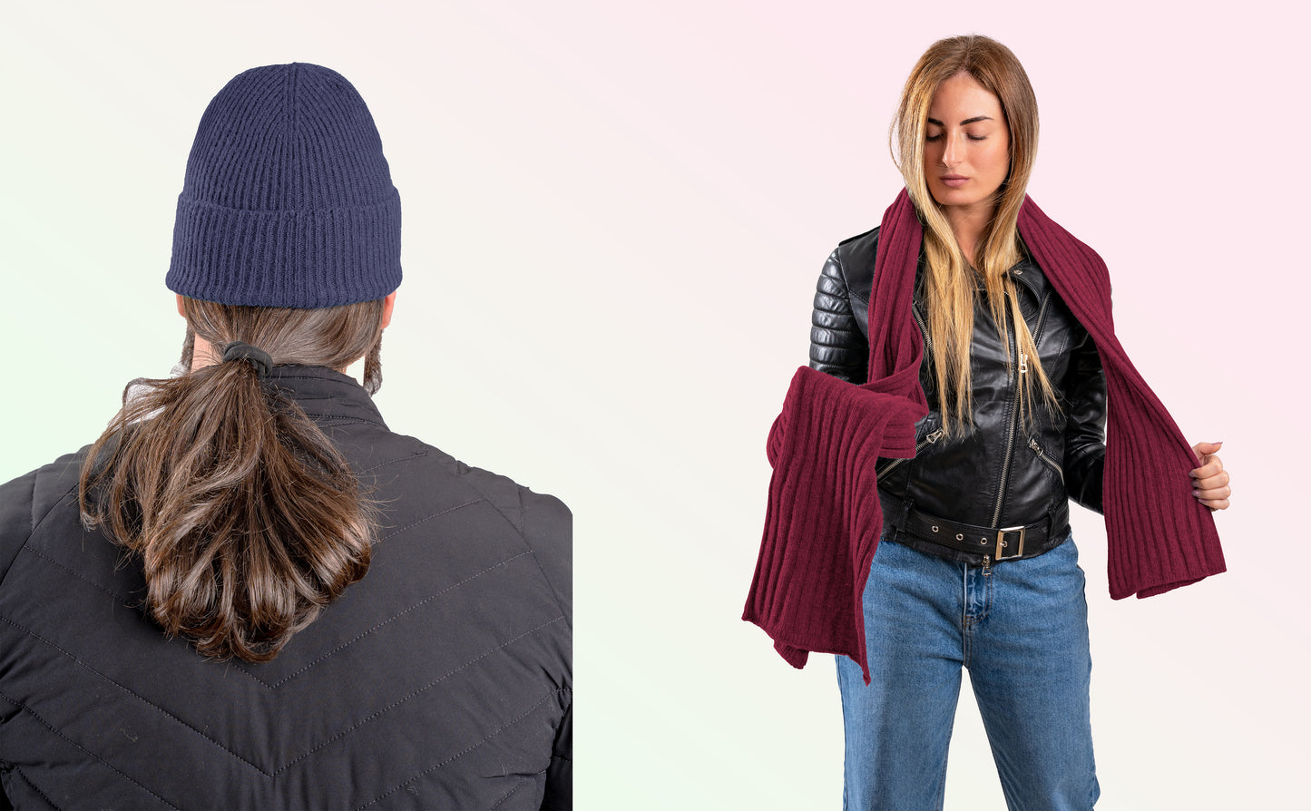 Box pura Lana: Cappello a coste 1X1 + Sciarpone a coste