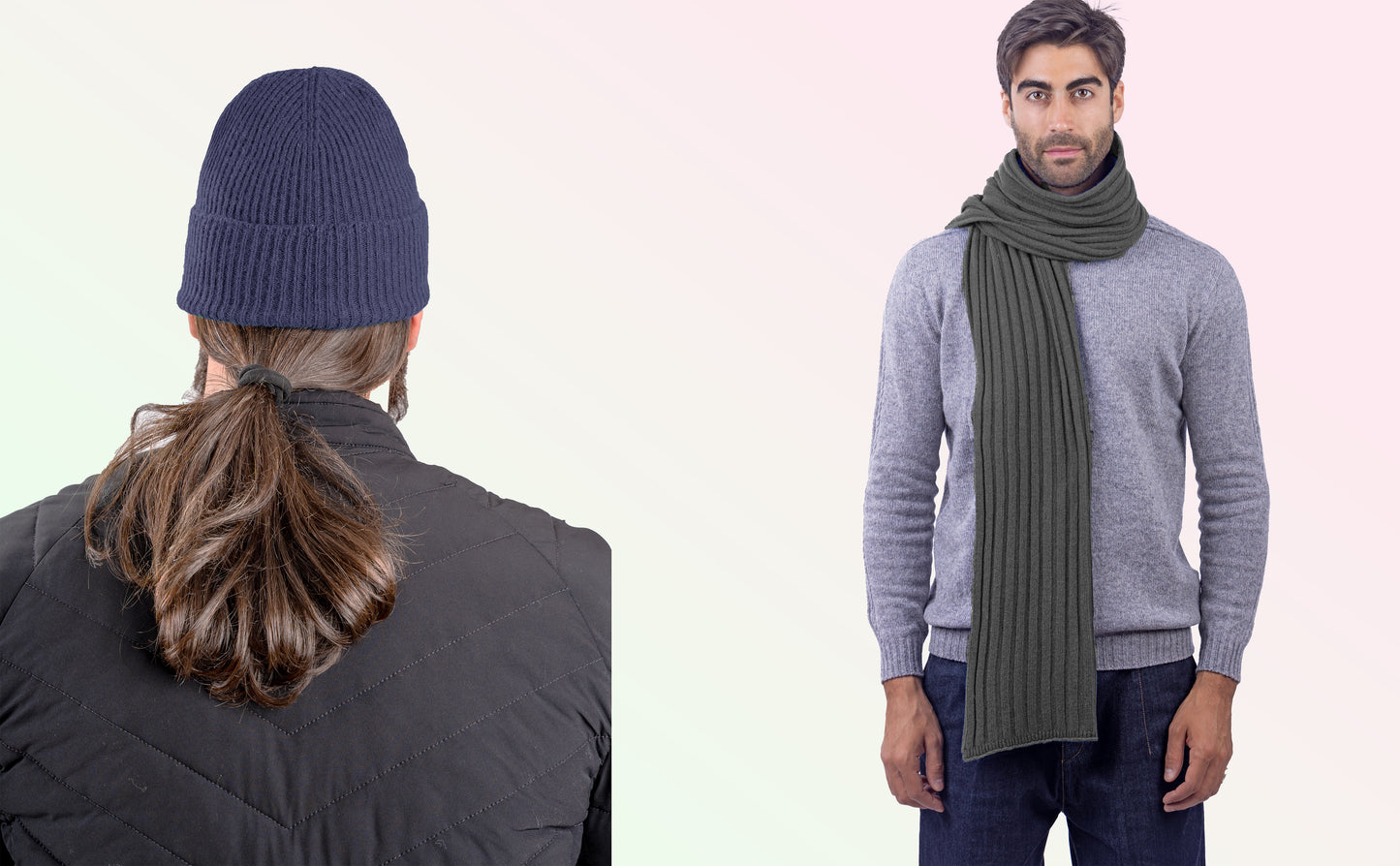 Box pura Lana: Cappello a coste 1X1 + Sciarpone a coste
