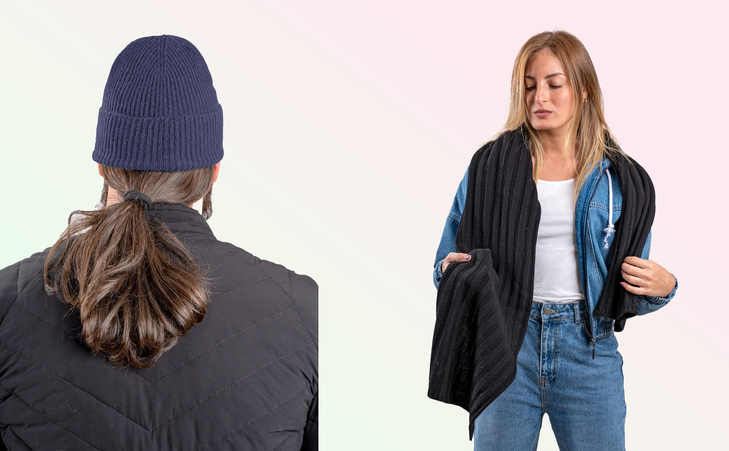 Box pura Lana: Cappello a coste 1X1 + Sciarpone a coste