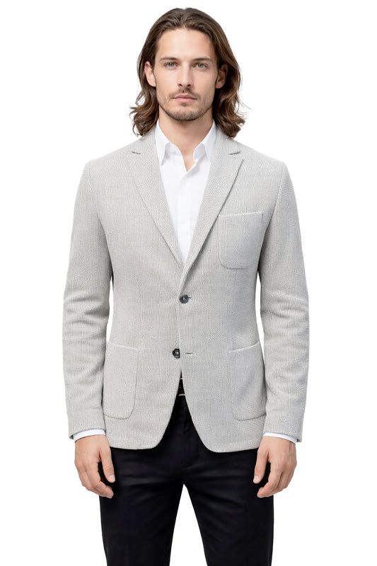 Blazer Uomo Elegante Casual in Cotone, Giacca Sartoriale Monopetto Due Bottoni Made in Italy con Tasche, Colore Cenere