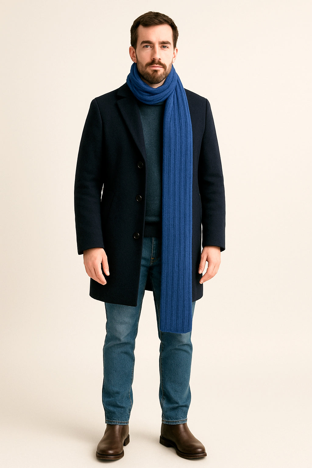 Sciarpone a coste al 100% in pura lana - Made in Italy