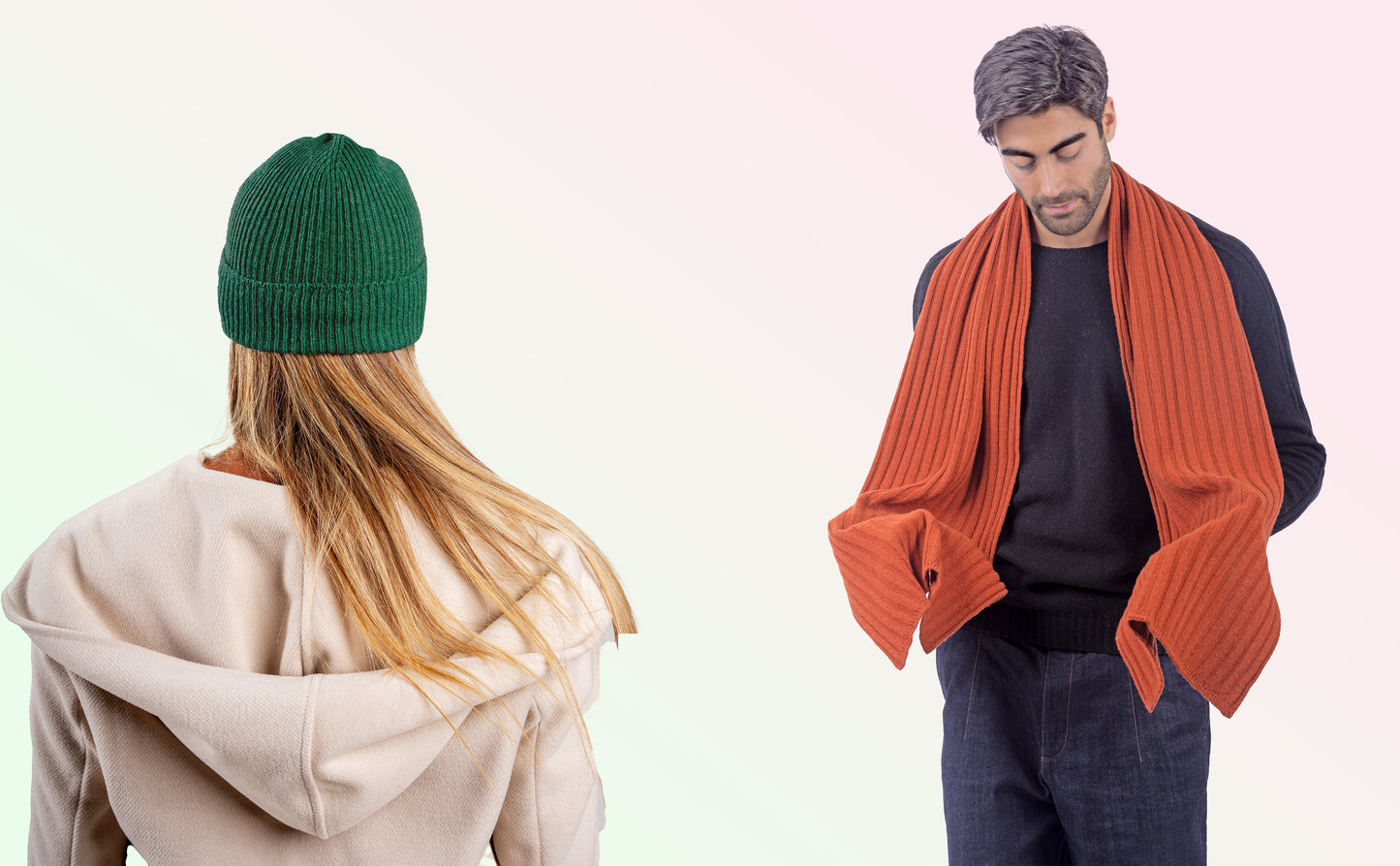 Box pura Lana: Cappello a coste 1X1 + Sciarpone a coste