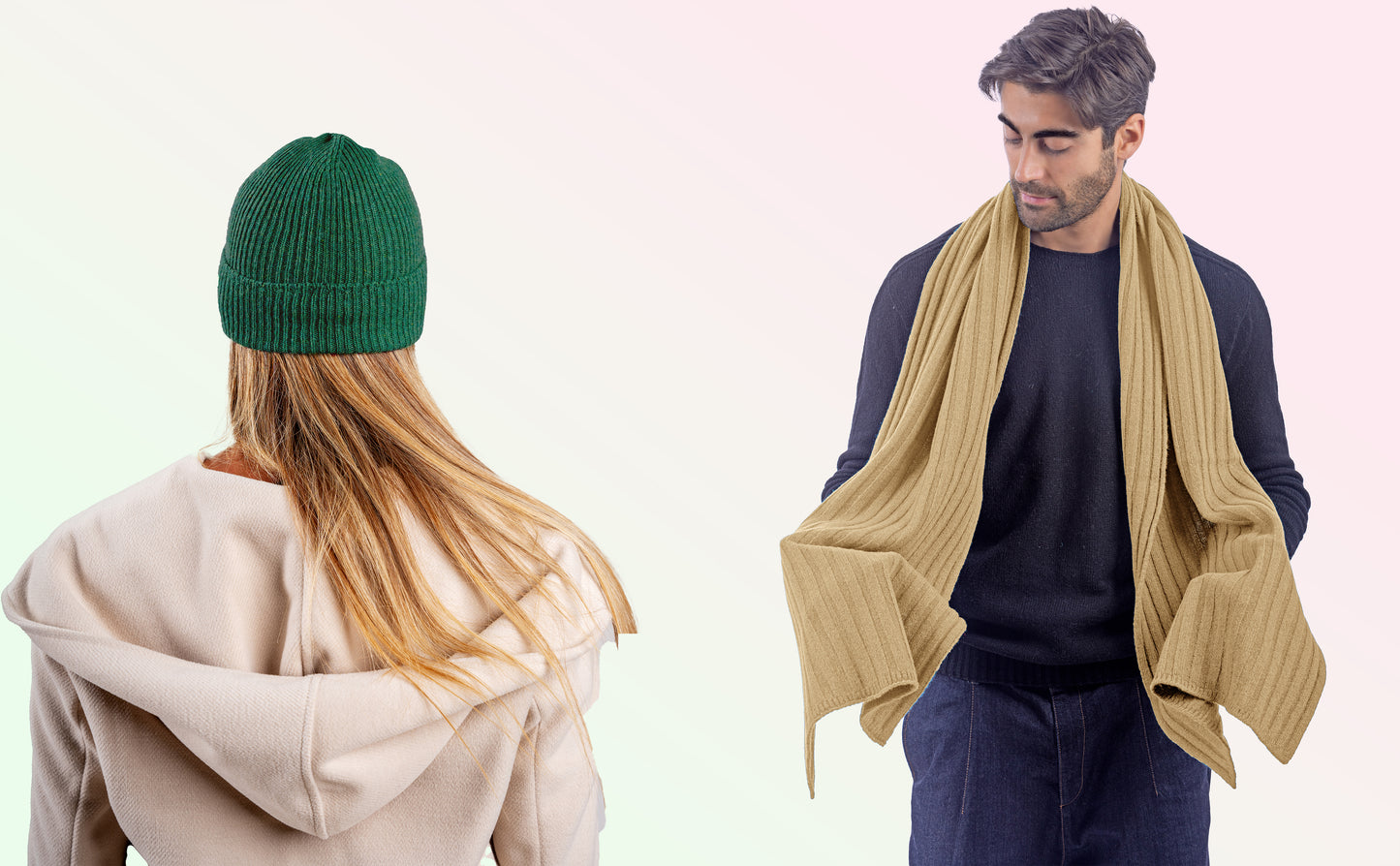 Box pura Lana: Cappello a coste 1X1 + Sciarpone a coste