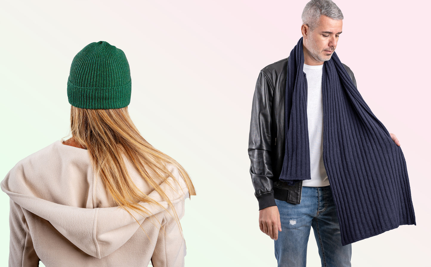Box pura Lana: Cappello a coste 1X1 + Sciarpone a coste