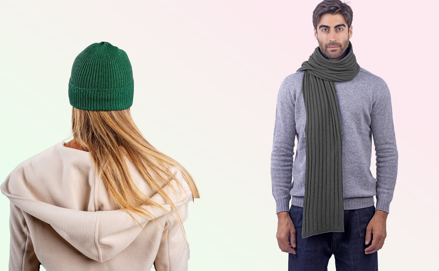 Box pura Lana: Cappello a coste 1X1 + Sciarpone a coste