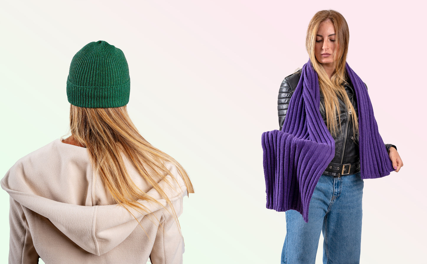 Box pura Lana: Cappello a coste 1X1 + Sciarpone a coste