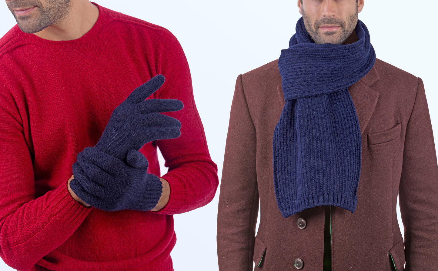 Box Uomo 1:  Guanti pura lana + sciarpa in maglia inglese