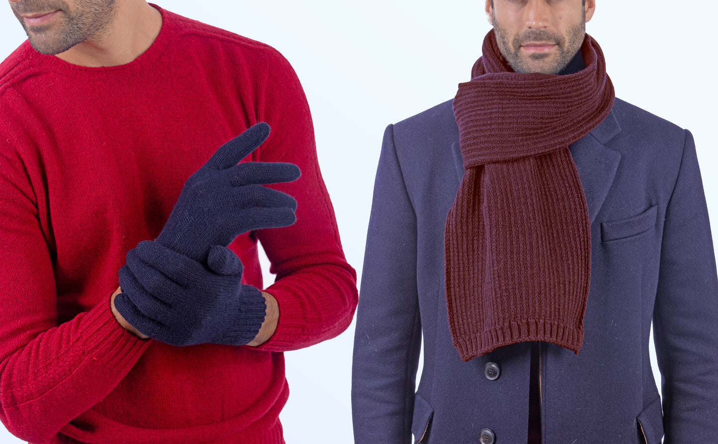 Box Uomo 1:  Guanti pura lana + sciarpa in maglia inglese
