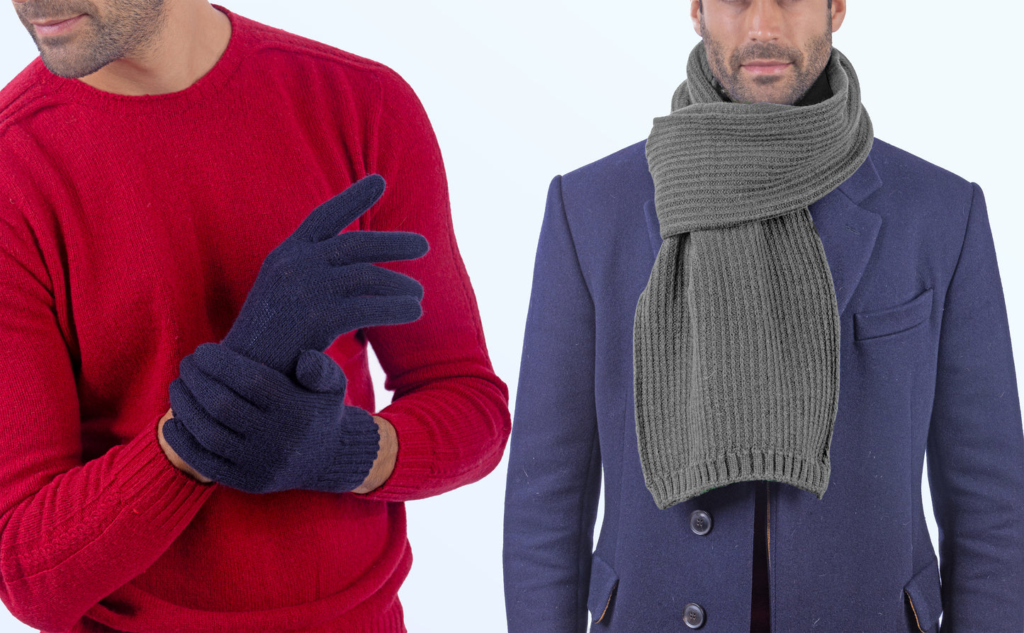 Box Uomo 1:  Guanti pura lana + sciarpa in maglia inglese