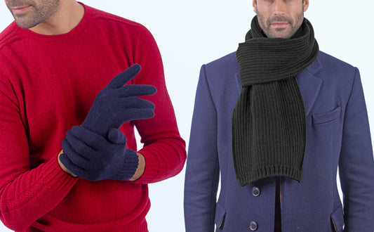 Box Uomo 1:  Guanti pura lana + sciarpa in maglia inglese