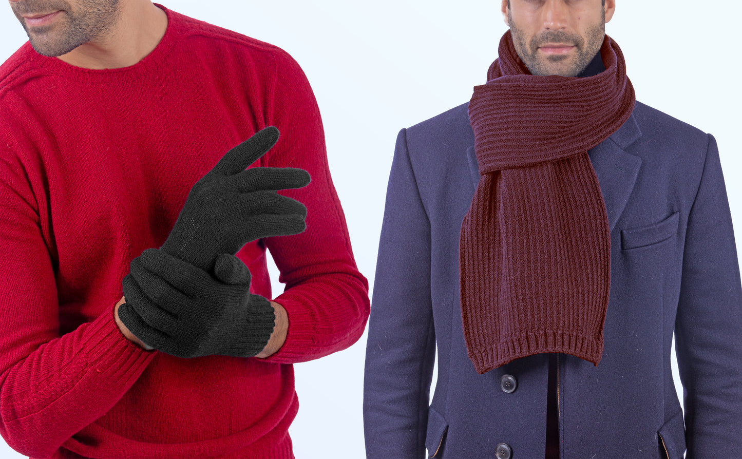 Box Uomo 1:  Guanti pura lana + sciarpa in maglia inglese