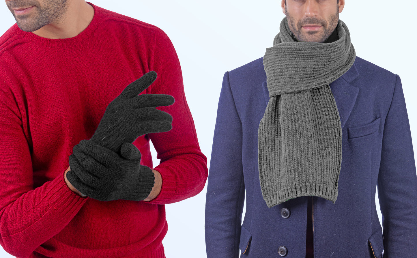 Box Uomo 1:  Guanti pura lana + sciarpa in maglia inglese