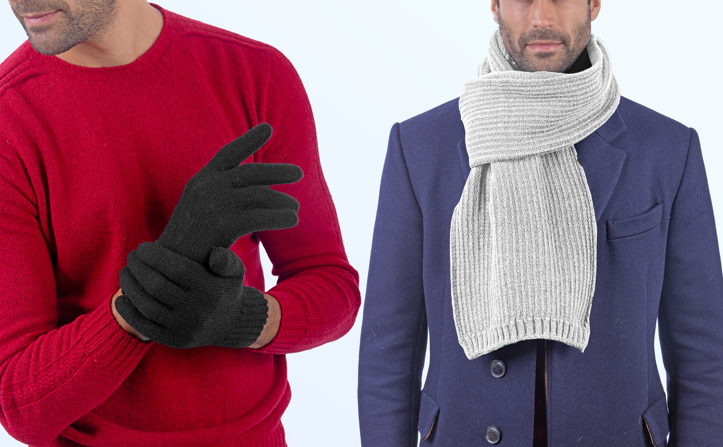 Box Uomo 1:  Guanti pura lana + sciarpa in maglia inglese