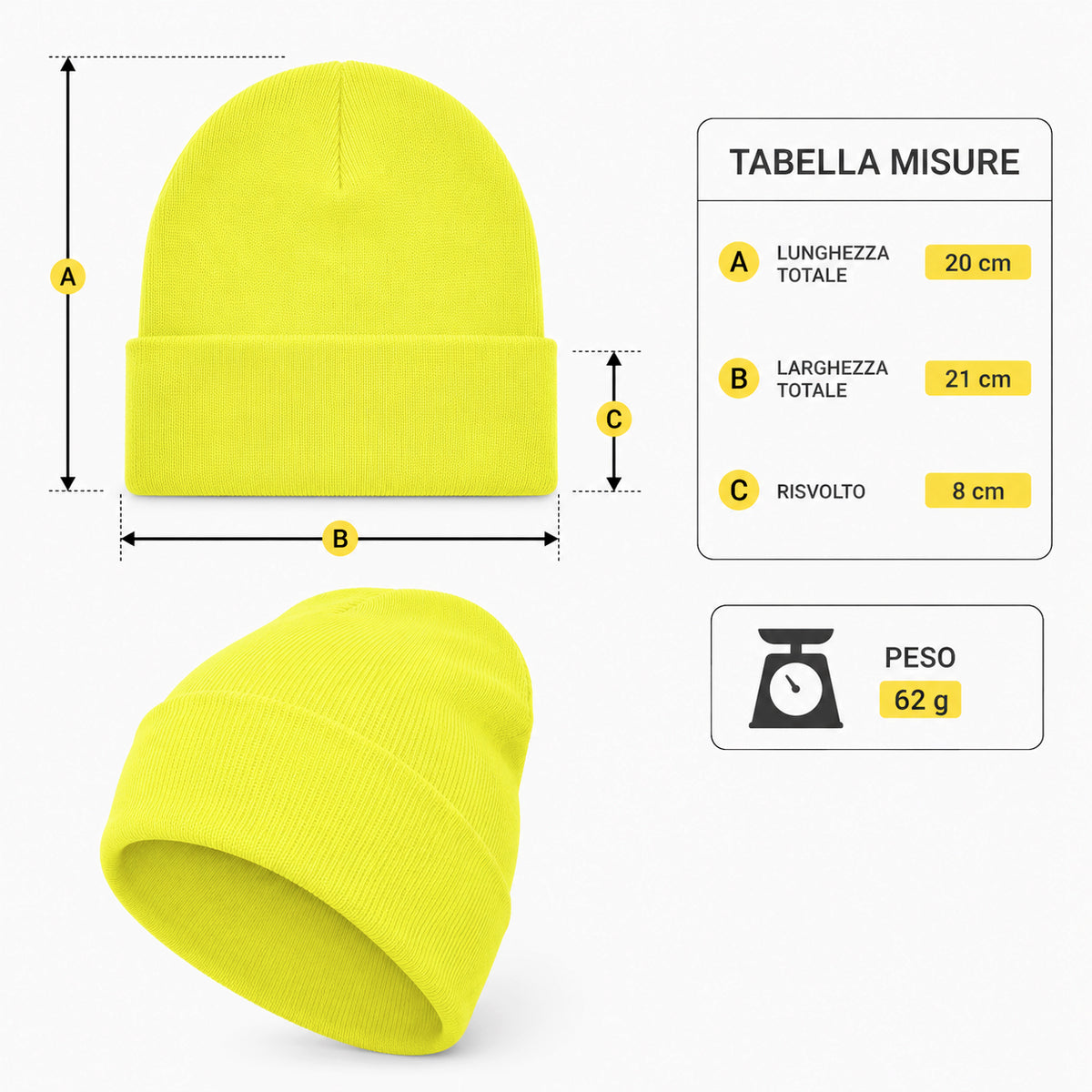 Berretto Unisex in Lana Merino, Cappello Invernale Made in Italy