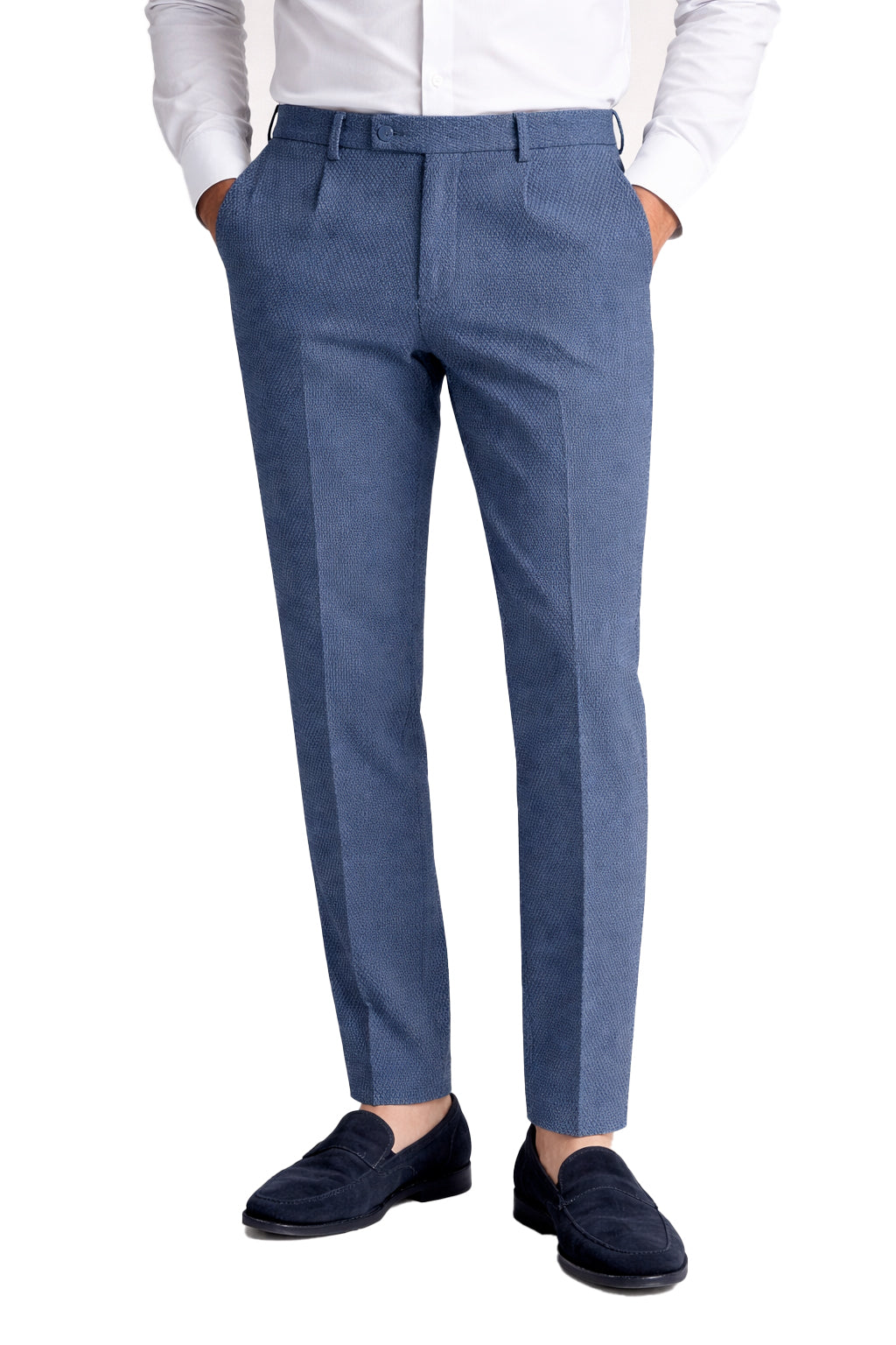 Pantalone Uomo Sartoriale Regular Fit Made in Italy – Misto Cotone con Fantasia Chicco di Riso – Casual Elegante con Tasche