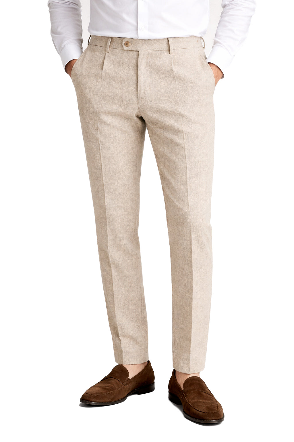 Pantalone Uomo Sartoriale Regular Fit Made in Italy – Misto Cotone con Fantasia Chicco di Riso – Casual Elegante con Tasche