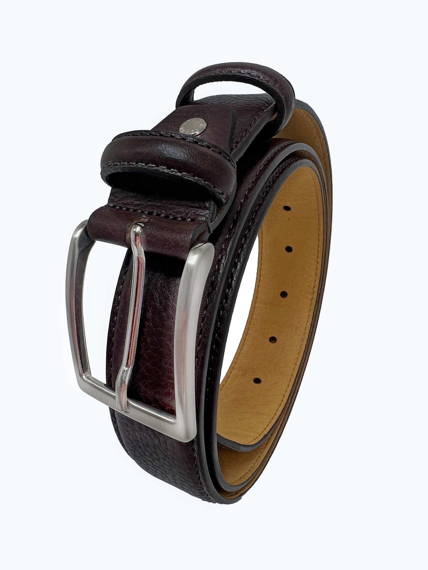 Cintura Uomo in Pelle 110-130cm - Larghezza Regolare 35MM - Fibbia in Zama satinato - Artigianale - Made In Italy - Confezione regalo