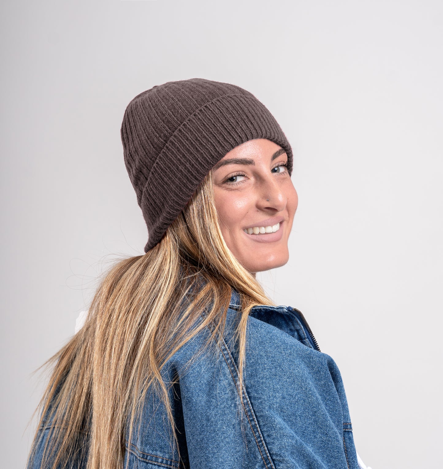 Cappello 100% Cashmere con rasatura a Coste - Made in Italy