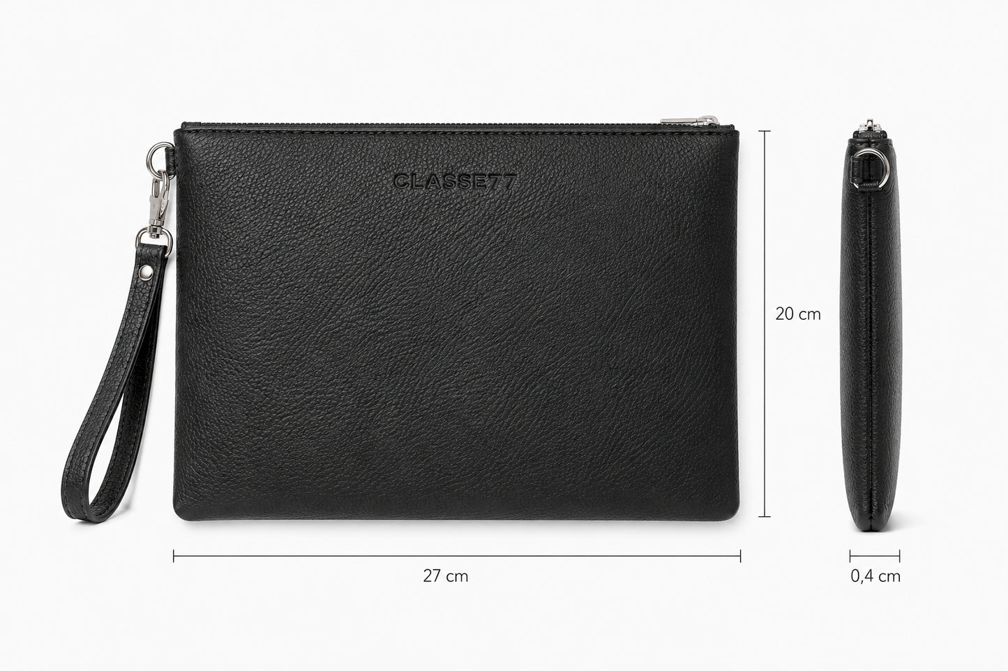 Pochette Uomo in Vera Pelle Made in Italy – Clutch Porta Documenti Slim 27 x 20 x 0,4 cm con Laccio Laterale e Zip in Metallo – Elegante Custodia Business