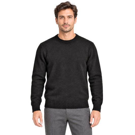 Maglione Uomo Girocollo, 80% Lana e 20% Cashmere, Maglia Rasata a Maniche Lunghe, Lavorazione Artigianale Made in Italy