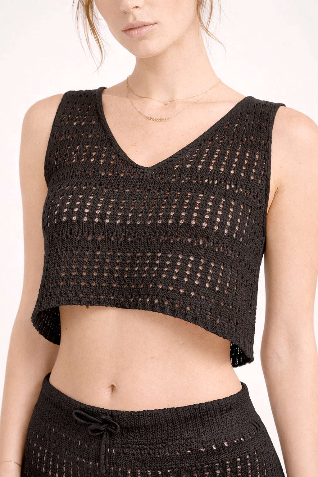 Set donna compreso di Top con scollo a V e gonna - abito due pezzi estivo stile uncinetto - Made in Italy - artigianale