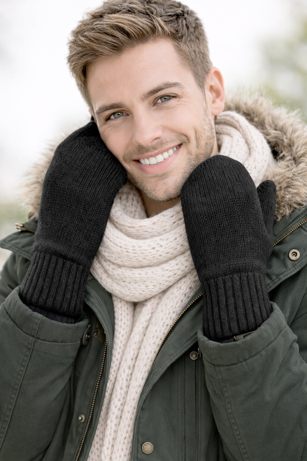 CLASSE77 - Muffole Uomo in Lana e Cashmere – Guanti Artigianali invernali Morbidi e Caldi - Made in Italy