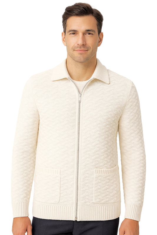 Maglione con cerniera  in calda e morbida lana misto alpaca - Maglia da uomo inverale  in tinta unita con zip - Lavorazione artigianale e Made in Italy