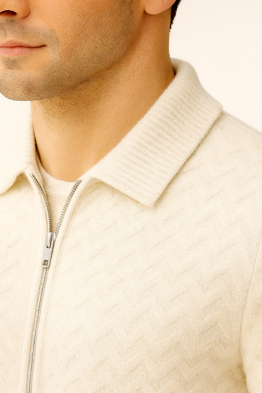 Maglione con cerniera  in calda e morbida lana misto alpaca - Maglia da uomo inverale  in tinta unita con zip - Lavorazione artigianale e Made in Italy