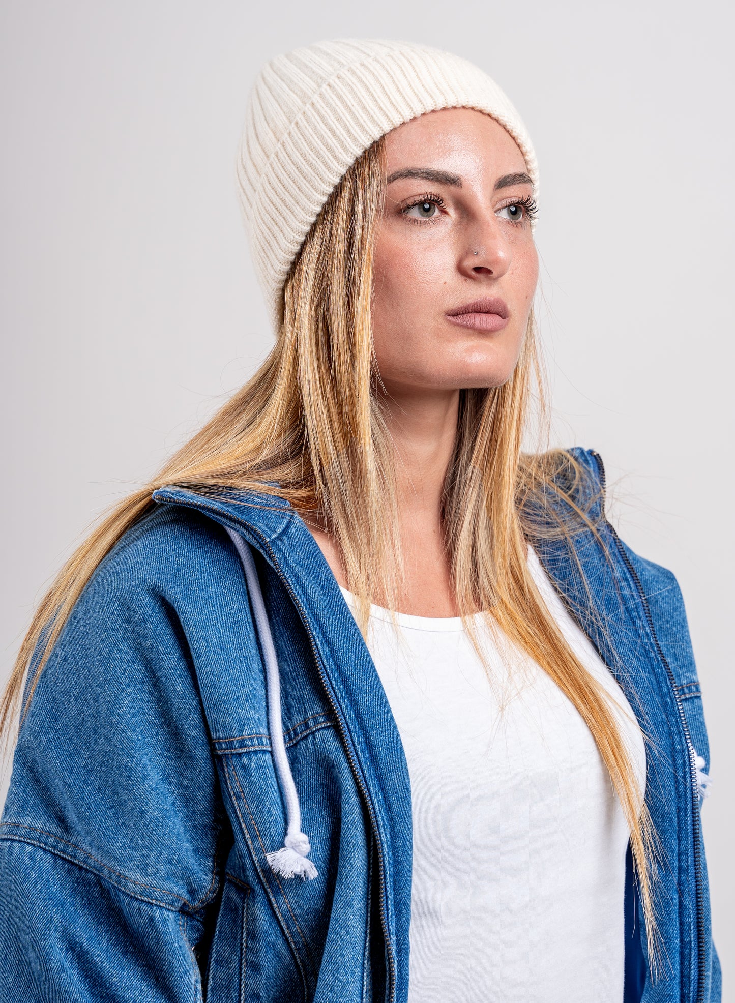 Cappello 100% Cashmere con rasatura a Coste - Made in Italy