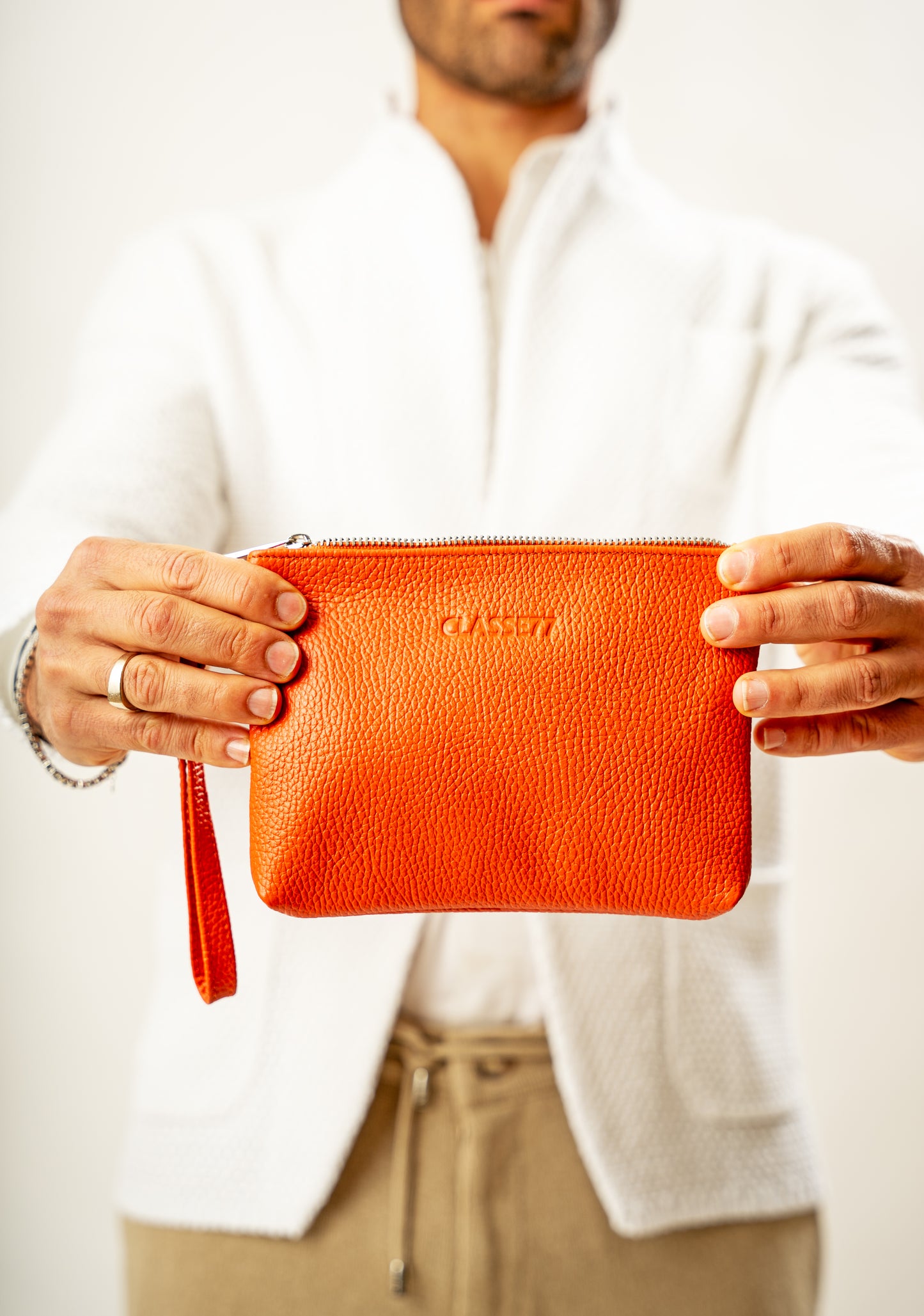 Pochette a Mano in vera Pelle morbida - Borsetta Piccola Clutch con Laccetto - Unisex - Made in Italy
