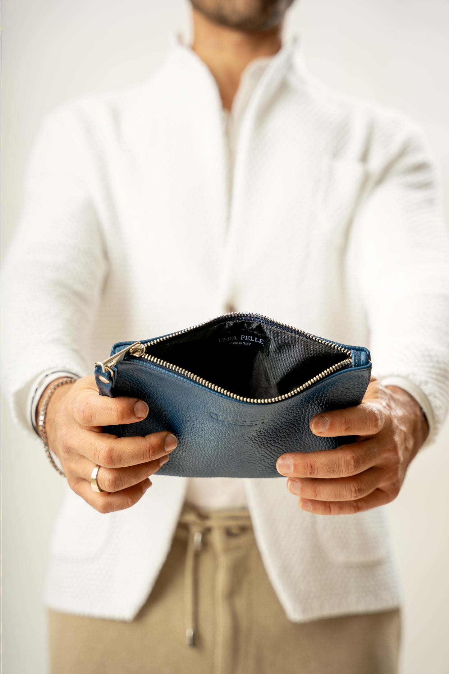 Pochette a Mano in vera Pelle morbida - Borsetta Piccola Clutch con Laccetto - Unisex - Made in Italy
