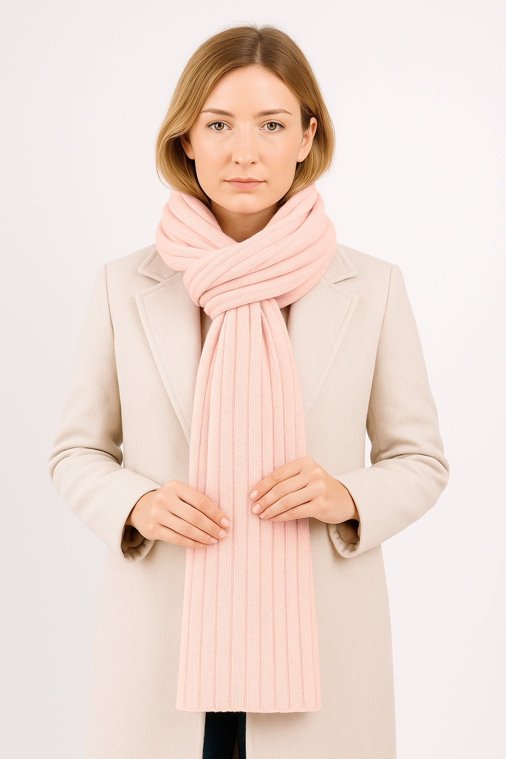 Sciarpone a coste al 100% in pura lana - Made in Italy