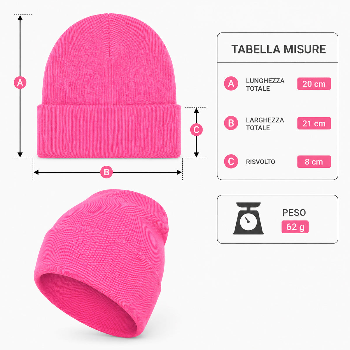 Berretto Unisex in Lana Merino, Cappello Invernale Made in Italy