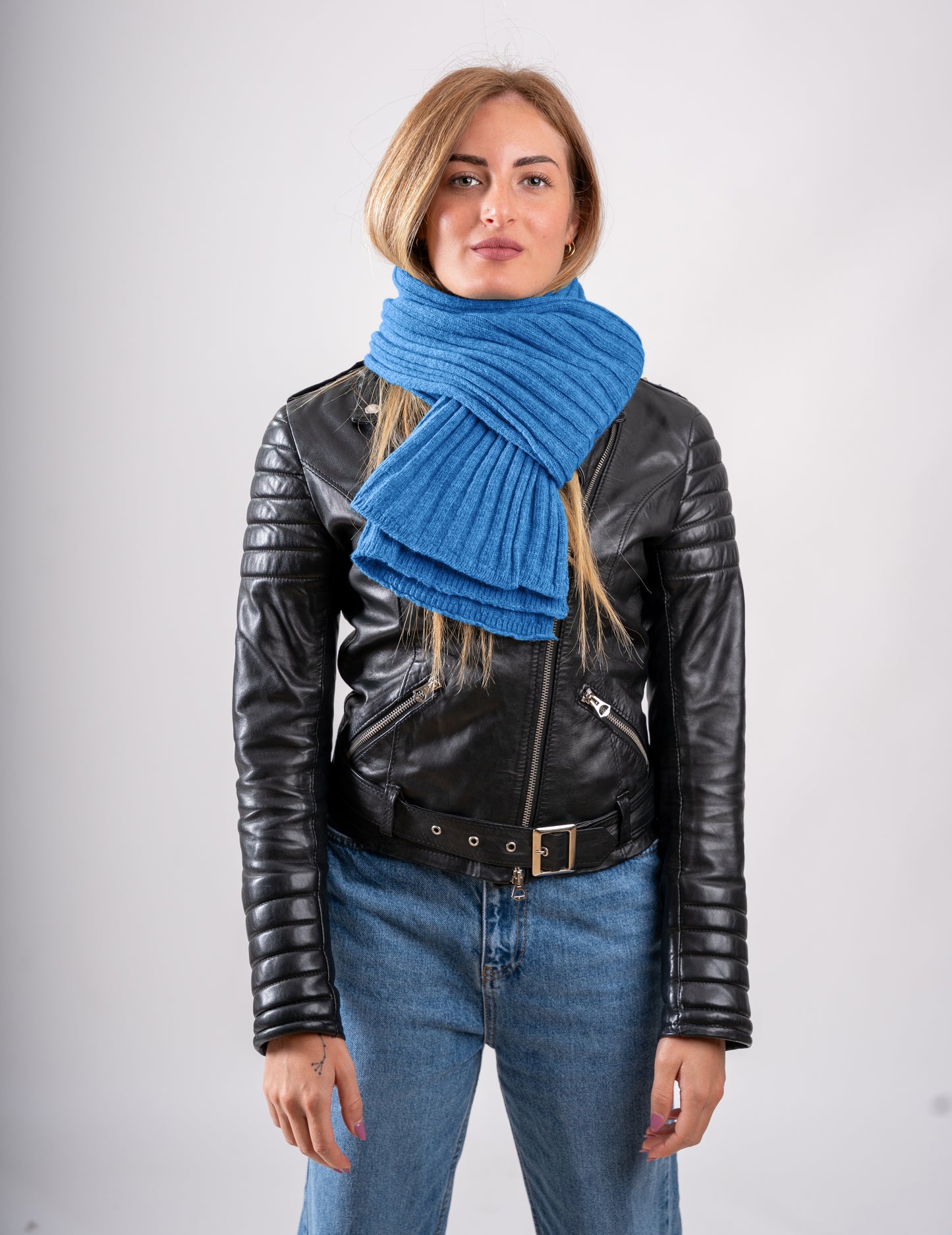 Sciarpone a coste al 100% in pura lana - Made in Italy