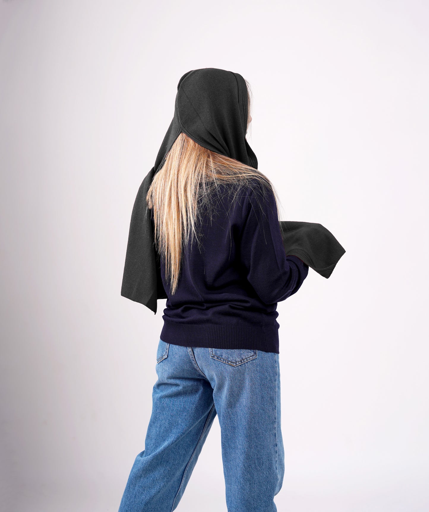 Sciarpa con cappuccio per donna o ragazza - in lana misto angora - Made in Italy
