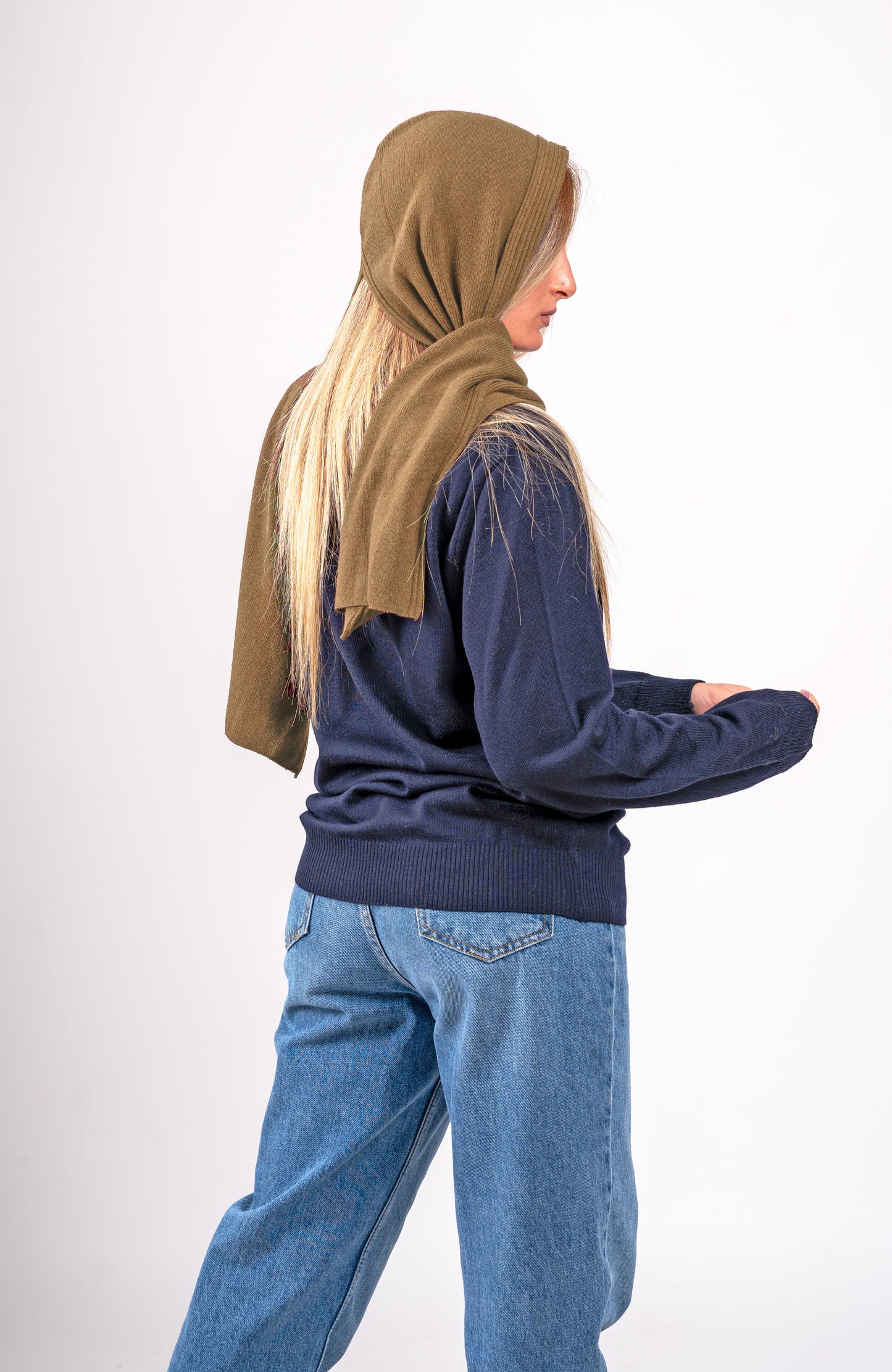 Sciarpa con cappuccio per donna o ragazza - in lana misto angora - Made in Italy