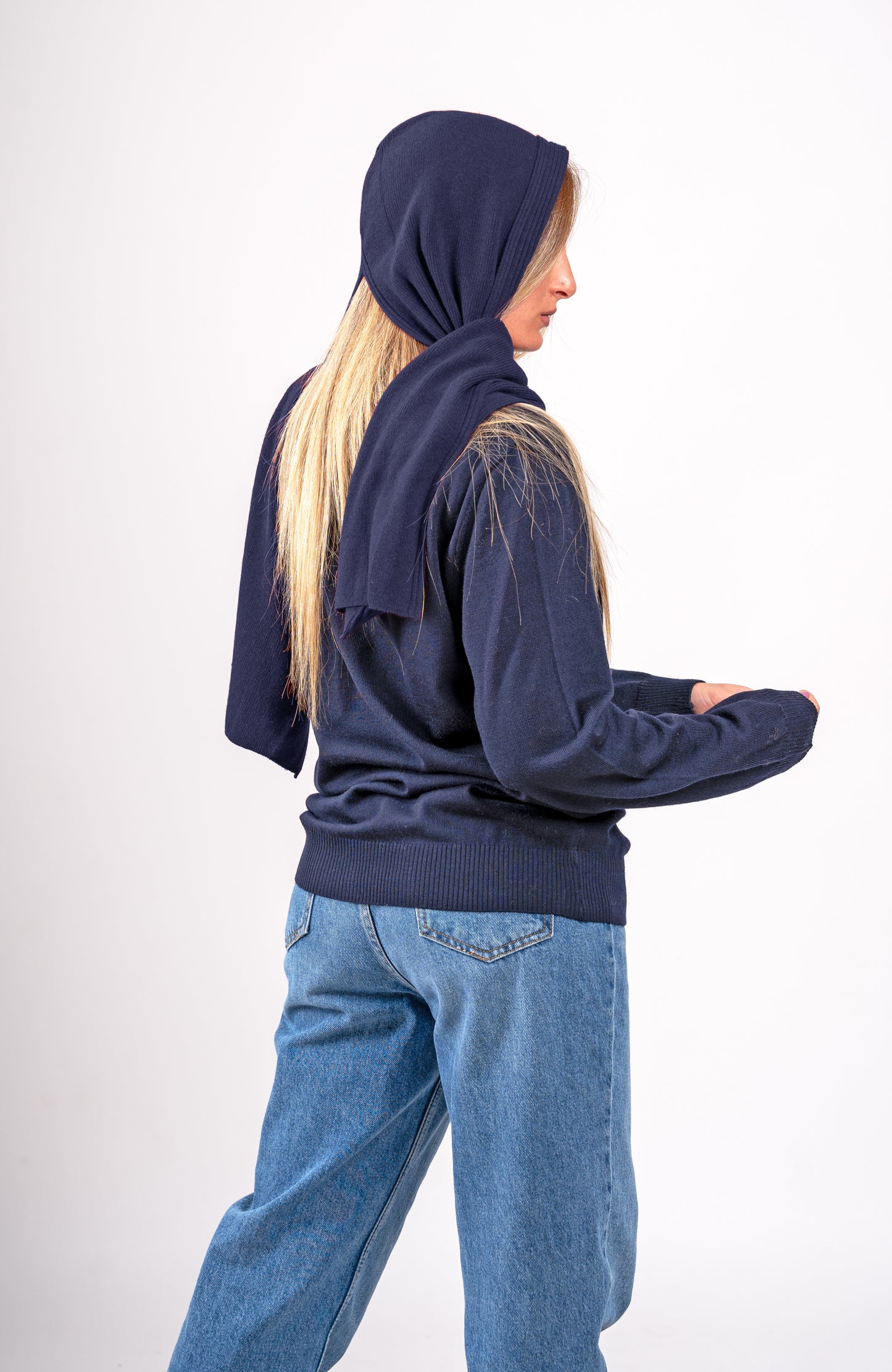 Sciarpa con cappuccio per donna o ragazza - in lana misto angora - Made in Italy
