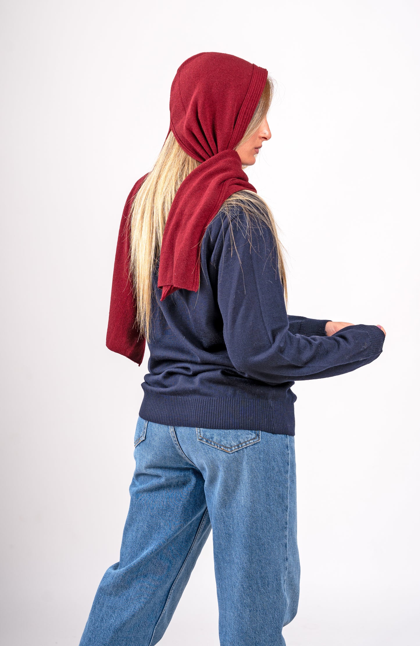 Sciarpa con cappuccio per donna o ragazza - in lana misto angora - Made in Italy