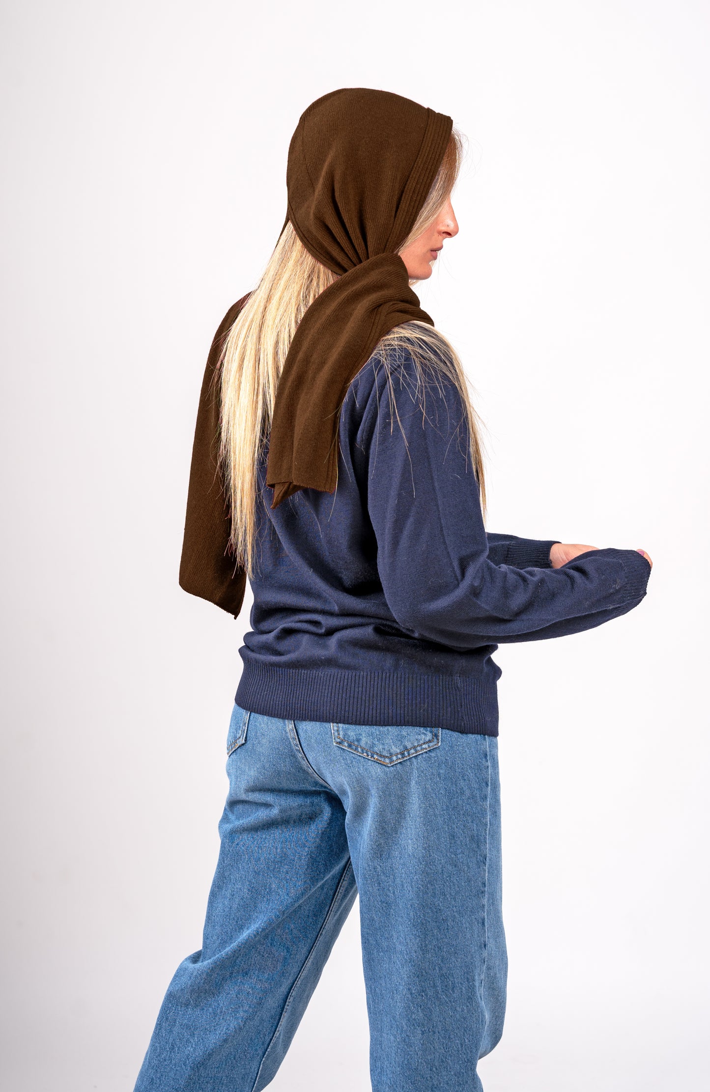 Sciarpa con cappuccio per donna o ragazza - in lana misto angora - Made in Italy