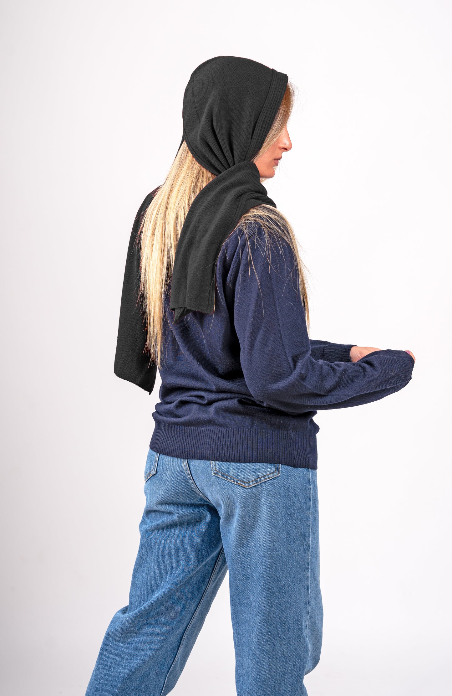 Sciarpa con cappuccio per donna o ragazza - in lana misto angora - Made in Italy