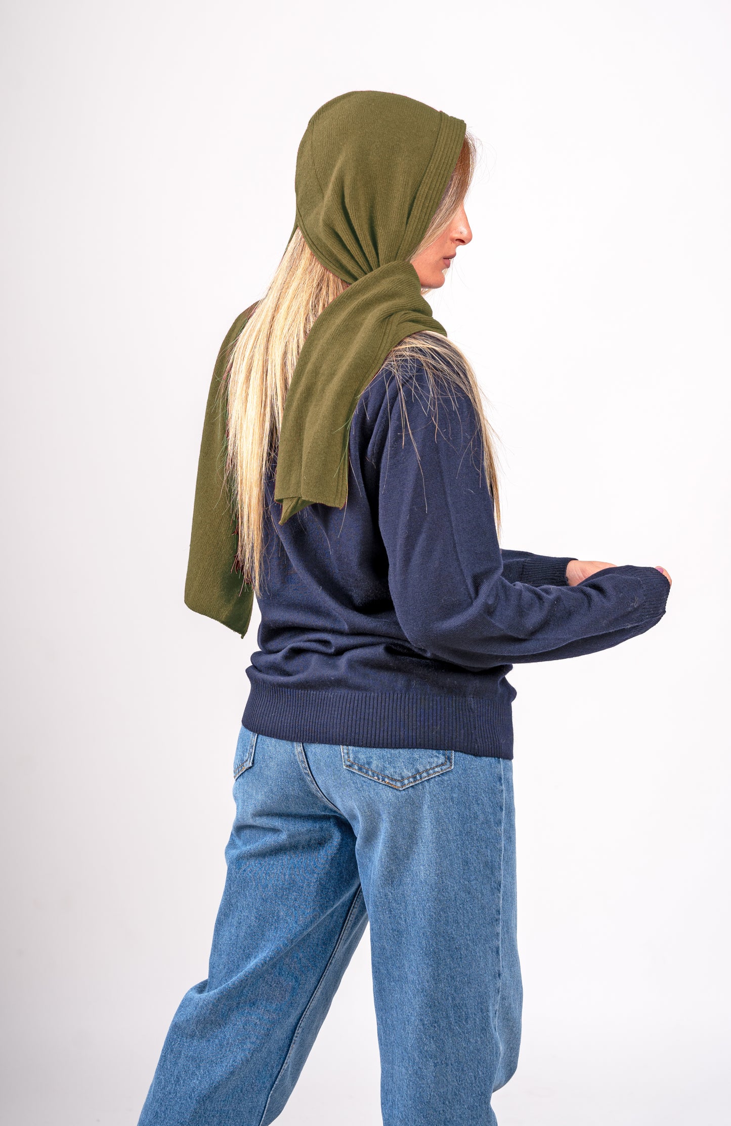 Sciarpa con cappuccio per donna o ragazza - in lana misto angora - Made in Italy