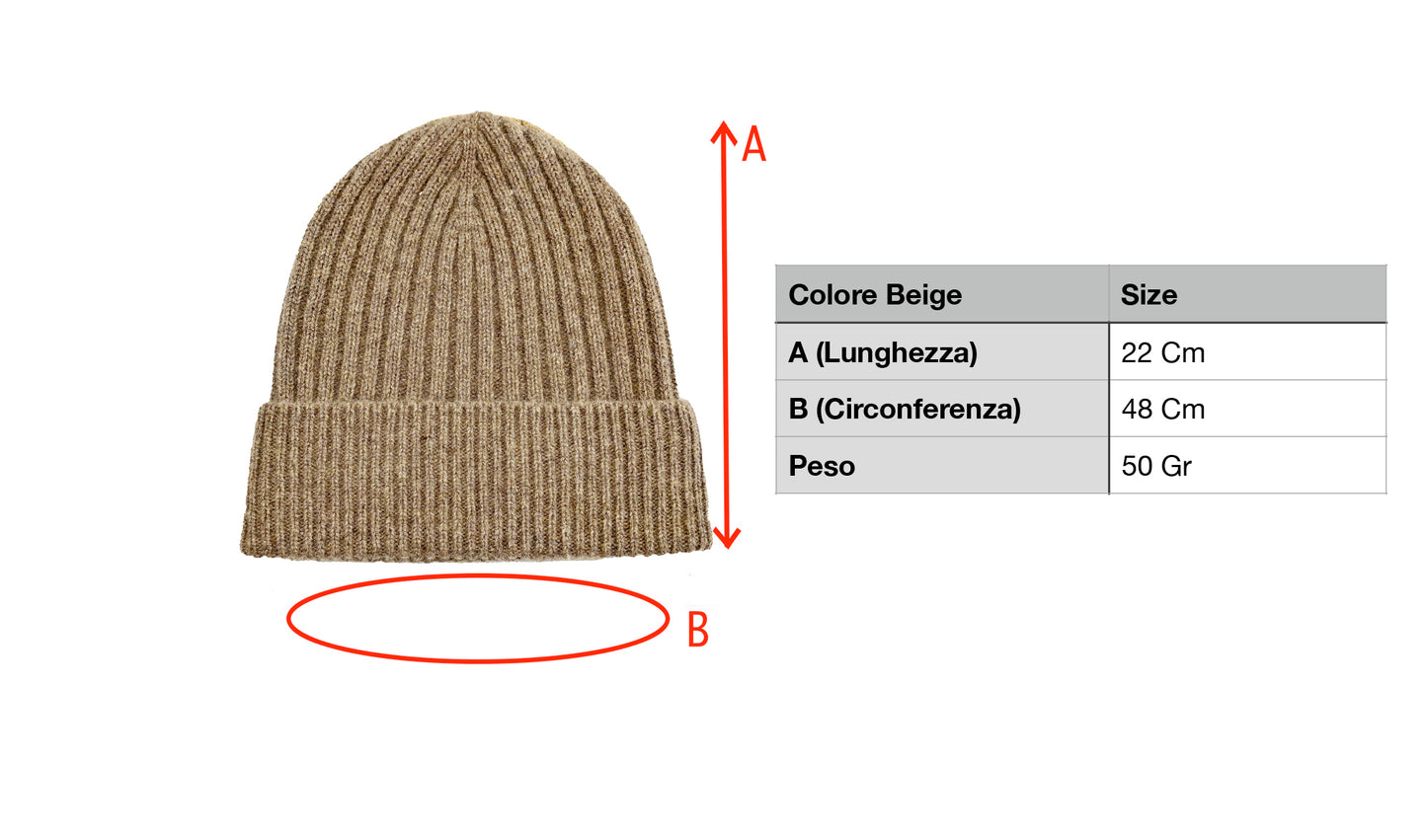 Cappello 100% Cashmere con rasatura a Coste - Made in Italy