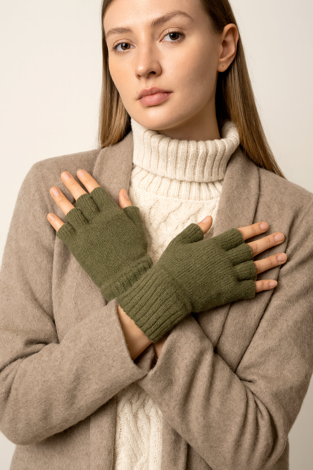 Guanti mezze dita in Lana misto  Cashmere  da Donna - Made in Italy