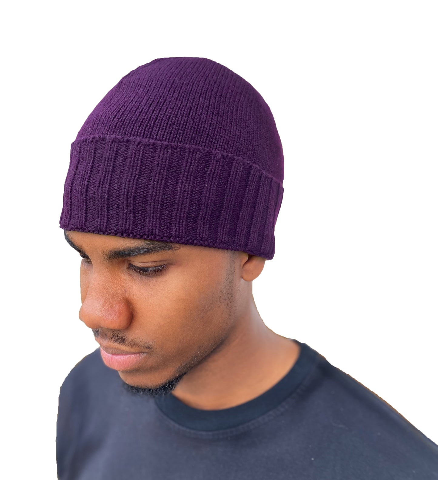 Cappello di Lana misto Cashmere  con Risvolti a Coste – Unisex - Made in Italy