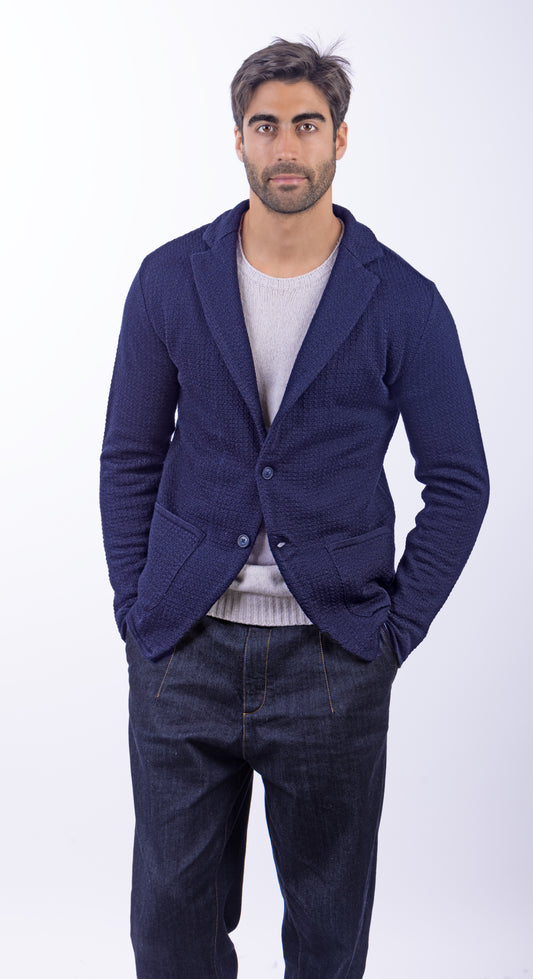 Blazer Sartoriale in Lana Blu  - Made in Italy