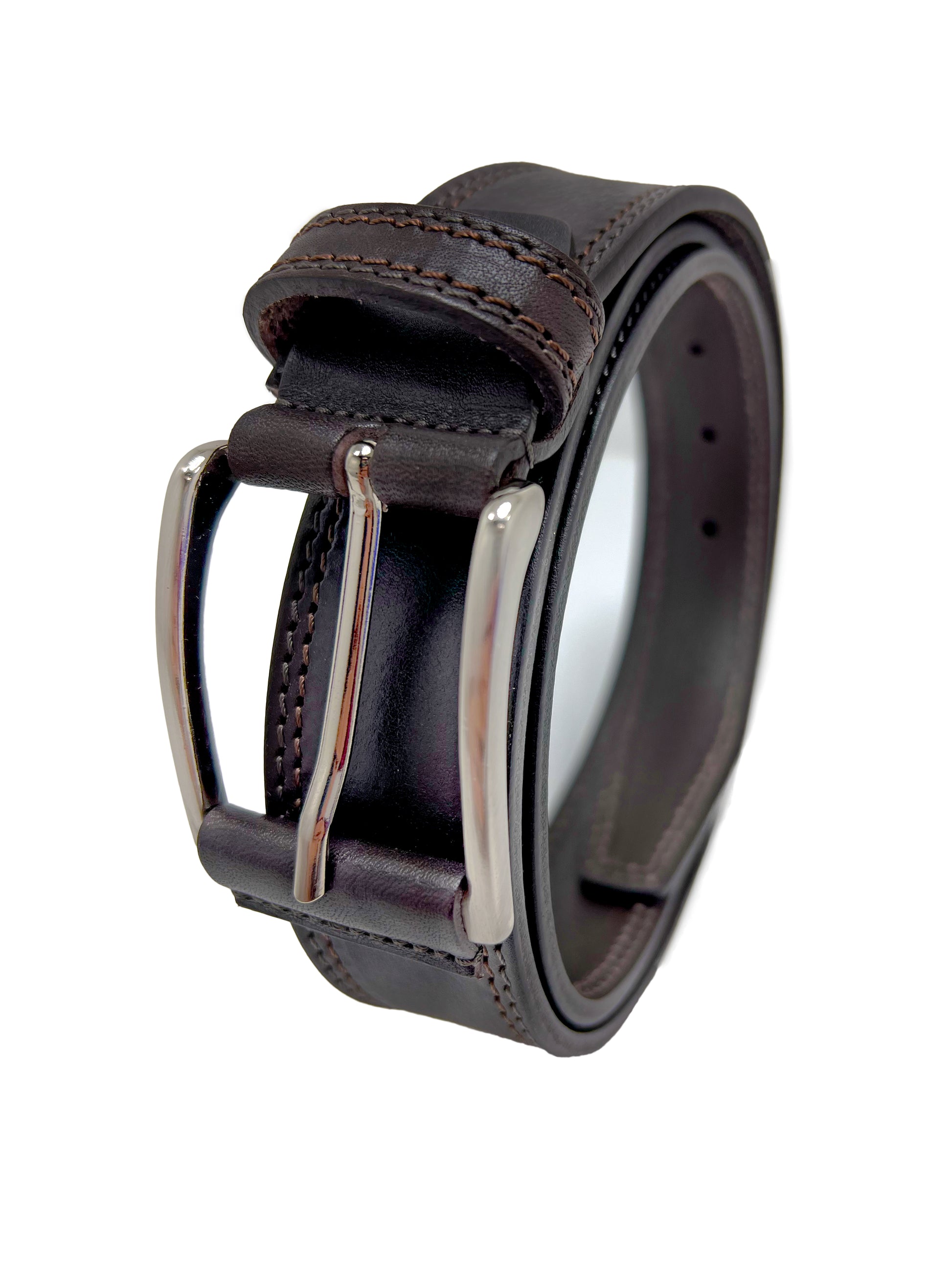 Cinture - - Cintura Grigia Scamosciata Da Uomo In Vera Pelle Con Fibbia Cromata - Foto 4